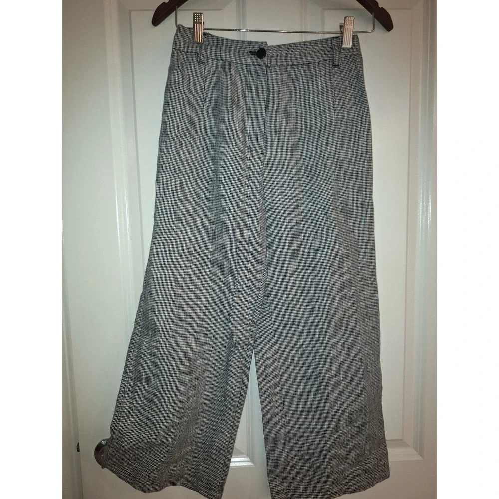 Reformation‎ linen black white cropped pants size 0